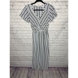 NWT Sienna Sky Black/White Stripped Jumpsuit: XS